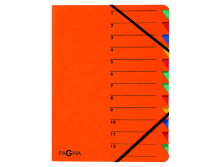 PAGNA trieur 'EASY', A4, carton, 12 compartiments, orange