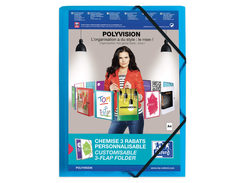 Oxford Chemise à élastique POLYVISION, A4, bleu