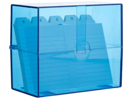 WEDO Boîte à fiches A6 paysage, bleu transparent