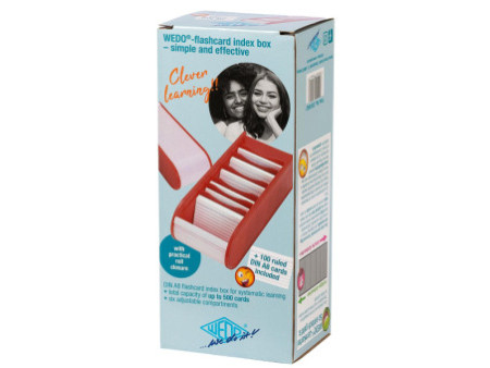 WEDO Fichier éducatif A8 paysage, 100 fiches, rouge