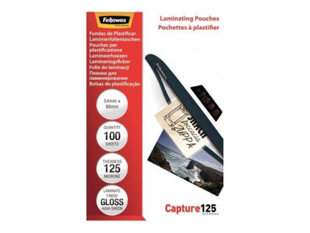 Fellowes Pochette de plastification, 54 x 86 mm, 250 microns