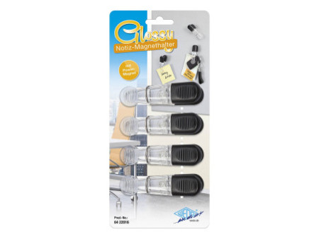 WEDO Aimants clip GLOSSY, kit de 4, noir / transparent