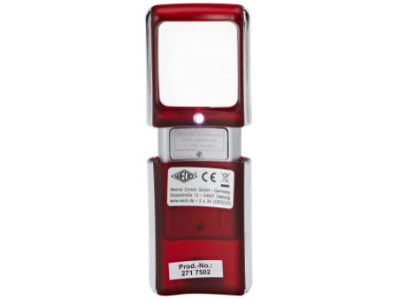 WEDO Loupe rectangulaire avec éclairage LED, couleur: rouge