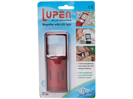 WEDO Loupe rectangulaire avec éclairage LED, couleur: rouge