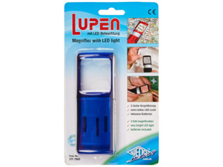 WEDO Loupe rectangulaire avec éclairage à LED, bleu