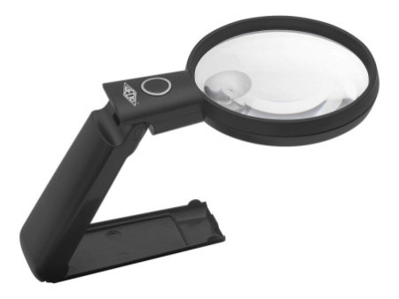 WEDO Loupe avec lumière LED et pied pliable, noir