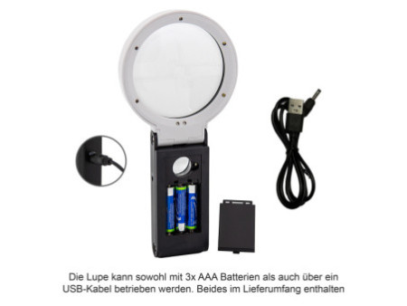 WEDO Loupe UV avec lumière LED et pied pliable, noir/blanc