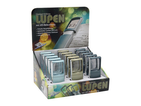 WEDO Loupe rectangulaire à éclairage LED, présentoir de 15
