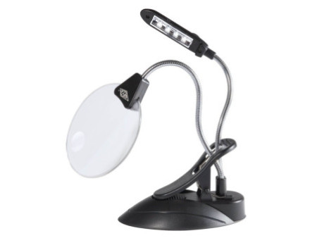 WEDO Loupe de table avec lampe LED, avec serre-joint, noir