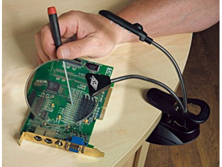 WEDO Loupe de table avec lampe LED, avec serre-joint, noir