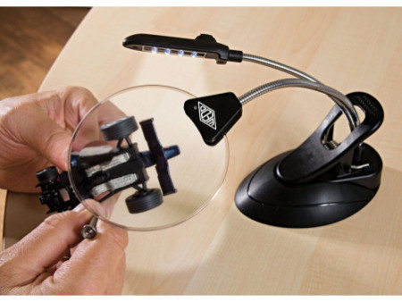 WEDO Loupe de table avec lampe LED, avec serre-joint, noir