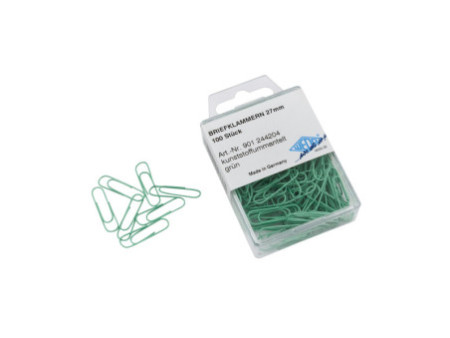 WEDO Trombones recouvertes de plastique, 27 mm, vert