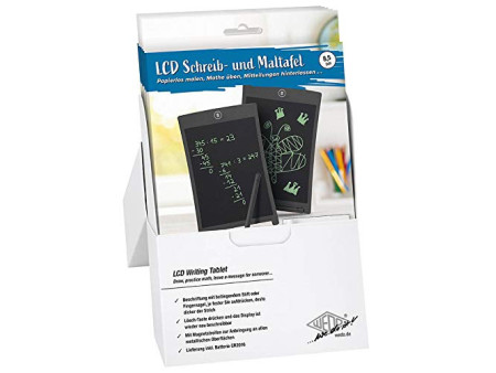 WEDO Ardoise LCD, 8,5 pouces (21,59 cm), noir, présentoir