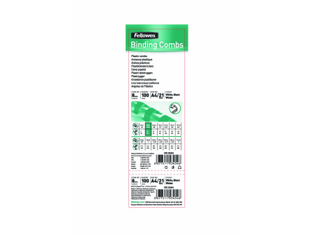 Fellowes Peigne à relier en plastique, A4, 8mm, bleu