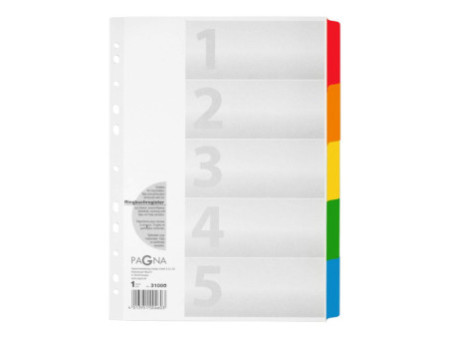 PAGNA Intercalaires en carton, A4, 5 touches, 5 couleurs