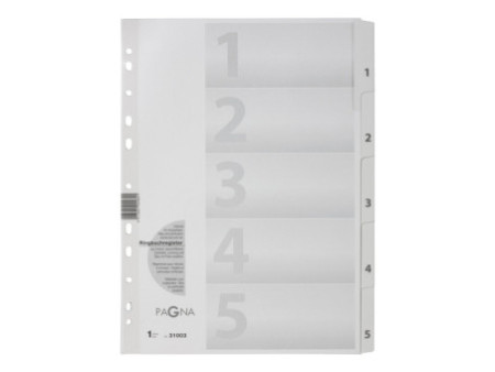 PAGNA Intercalaires, carton, chiffres 1 - 5, A4, 5 touches