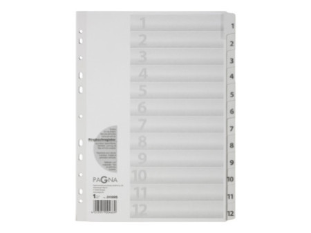 PAGNA Intercalaires, carton, chiffres 1 - 12, A4, 12 touches