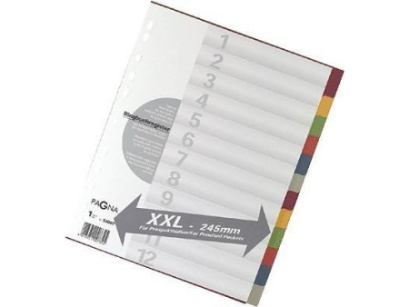 PAGNA Intercalaires en carton, A4, 12 touches, extra large