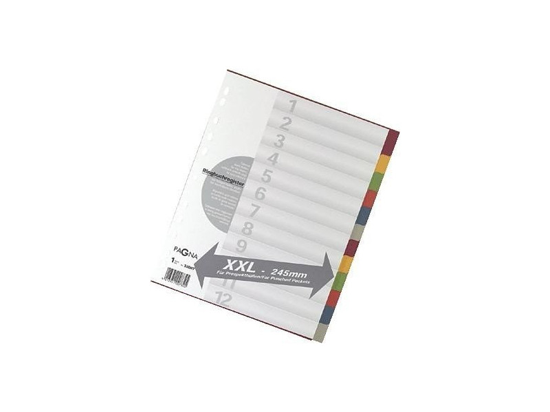 PAGNA Intercalaires en carton, A4, 12 touches, extra large