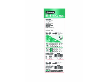 Fellowes Peigne à relier en plastique, format A4, 25mm,