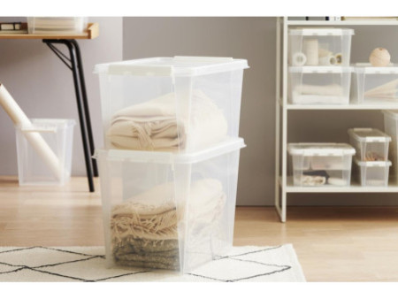 SmartStore Boîte de rangement CLASSIC 66 L, clips: blanc