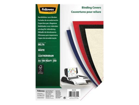 Fellowes Couverture pour reliure Delta, grain cuir, blanc