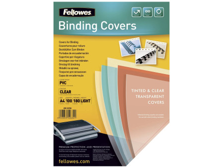 Fellowes couverture, format A4, pvc, 0,18 mm, transparent