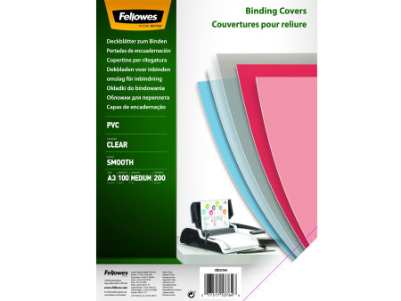 Fellowes Couverture, A3, PVC, 0,20 mm, transparent