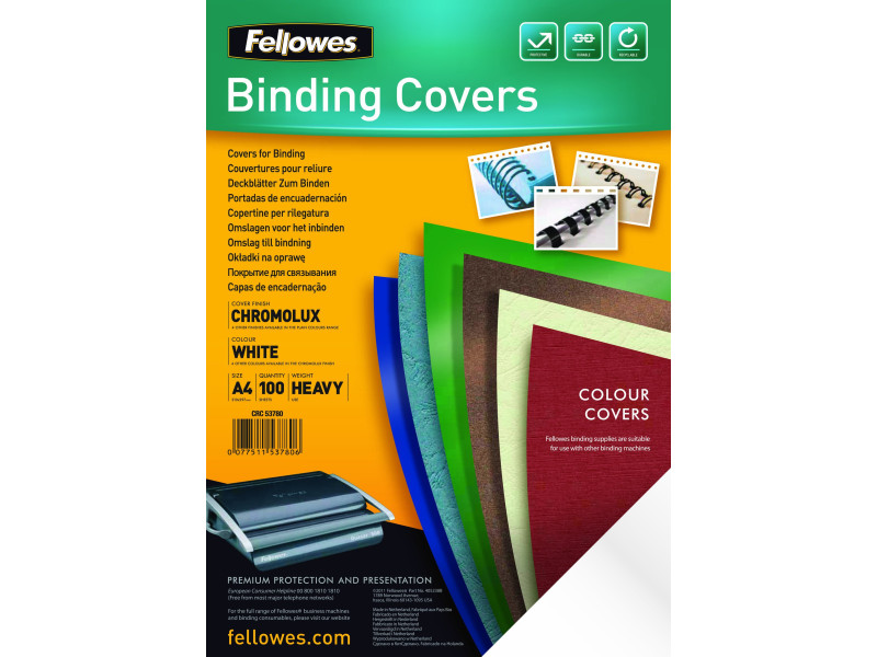 Fellowes Couverture Chromolux, brillante, A4, blanc