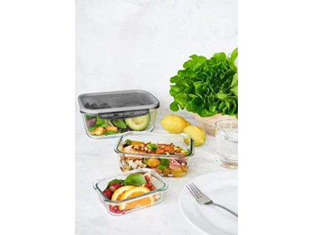 GastroMax Boîte de conservation en verre, 0,25 litre, gris