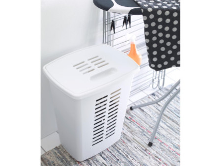 orthex Panier à linge avec couvercle, 60 litres, blanc