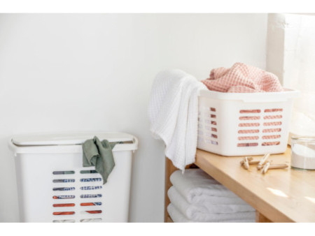 orthex Panier à linge avec couvercle, 60 litres, blanc