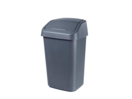 orthex Poubelle à couvercle basculant, 10 litres, gris foncé