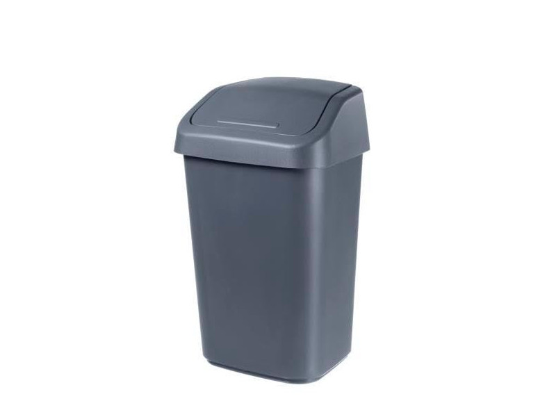 orthex Poubelle à couvercle basculant, 10 litres, gris foncé