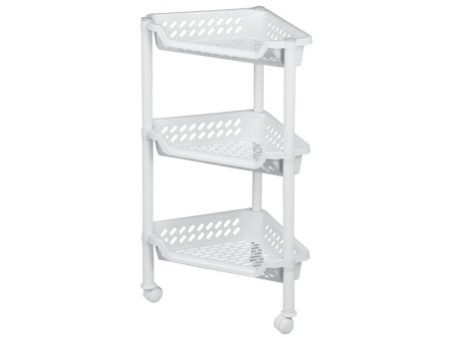 plast team Chariot de rangement, à 3 corbeilles, blanc