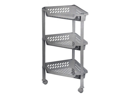plast team Chariot de rangement, à 3 corbeilles, argent
