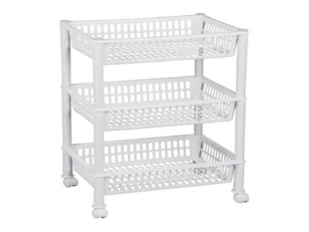 plast team Chariot de rangement, à 3 corbeilles, blanc