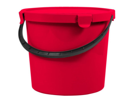 plast team Seau à cueillette avec couvercle, 10 L, rouge