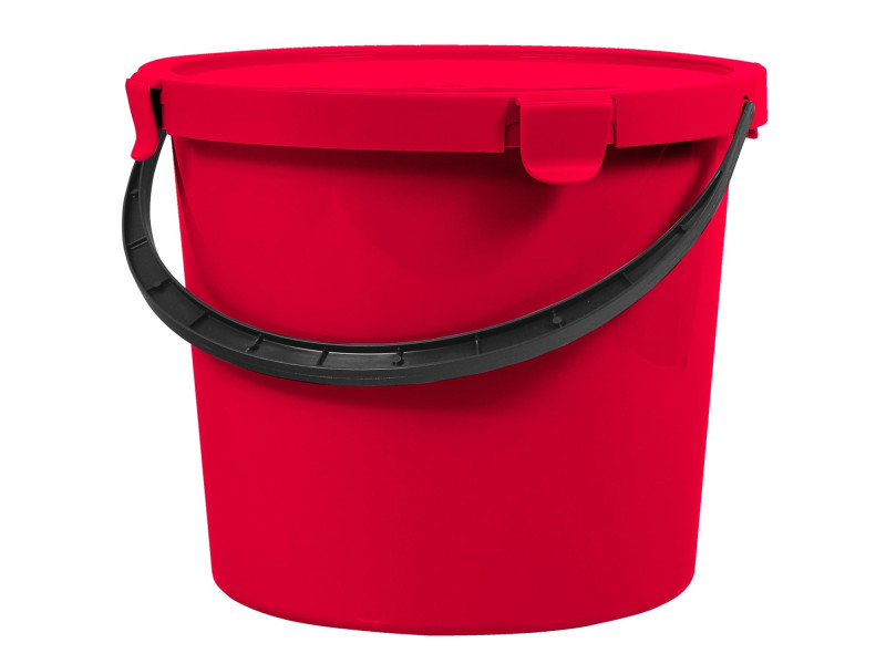 plast team Seau à cueillette avec couvercle, 10 L, rouge