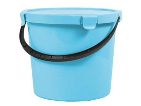 plast team Seau à cueillette avec couvercle,10 L, bleu clair