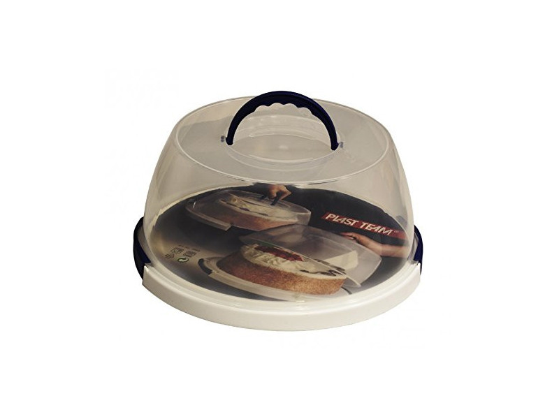 plast team Plat & cloche à gâteau, rond, transparent/blanc
