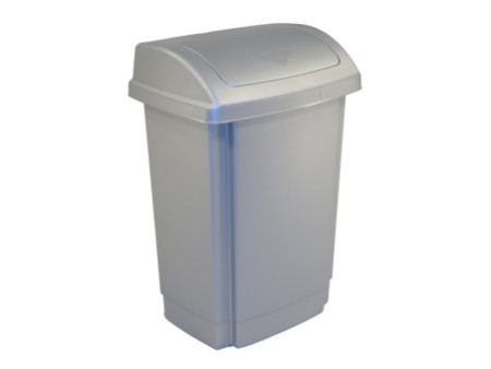 past team Poubelle à couvercle basculant, 25 litres, argent