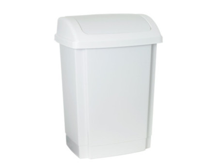 past team Poubelle à couvercle basculant, 15 litres, blanc