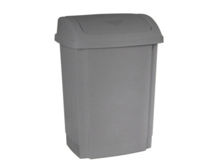 past team Poubelle à couvercle basculant, 15 litres, argent