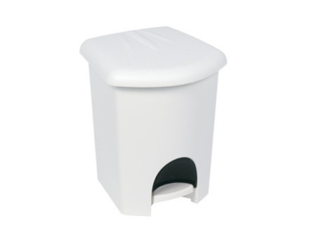 plast team Poubelle cosmétique à pédale, 6 litres, blanc