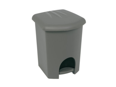 plast team Poubelle cosmétique à pédale, 6 litres, argent