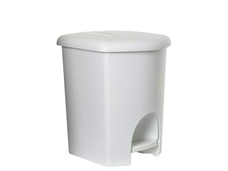 plast team Poubelle à pédale, 16 litres, blanc