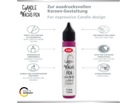 ViVA DECOR Candle Wachs Pen, 28 ml, fuchsia