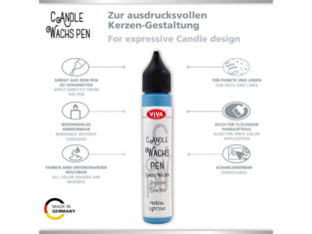ViVA DECOR Candle Wachs Pen, 28 ml, bleu clair