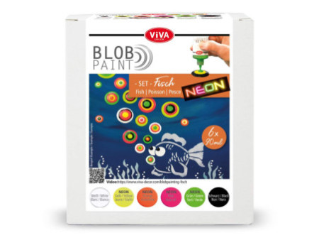 ViVA DECOR Set de peinture Blob Paint 'Poisson', 6 pièces